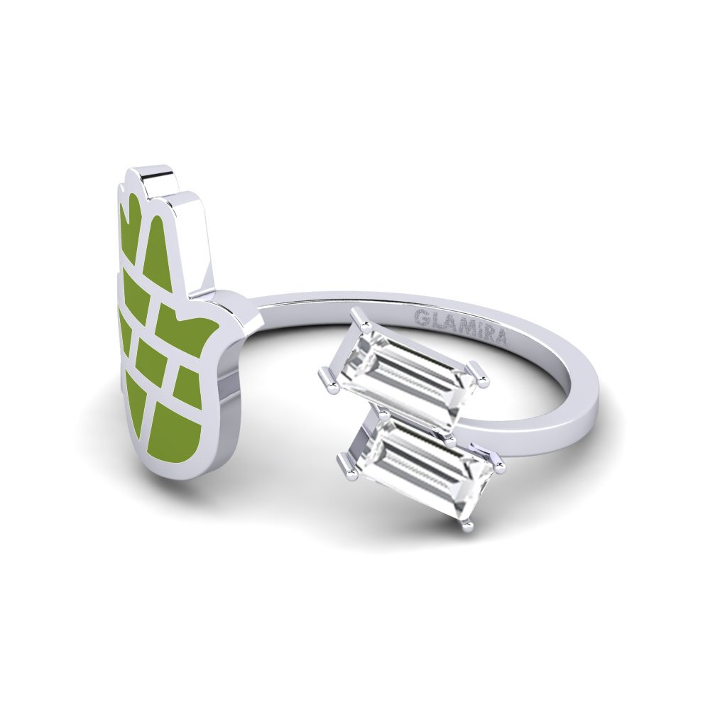 14k Oro Blanco Anillo Bashitsn