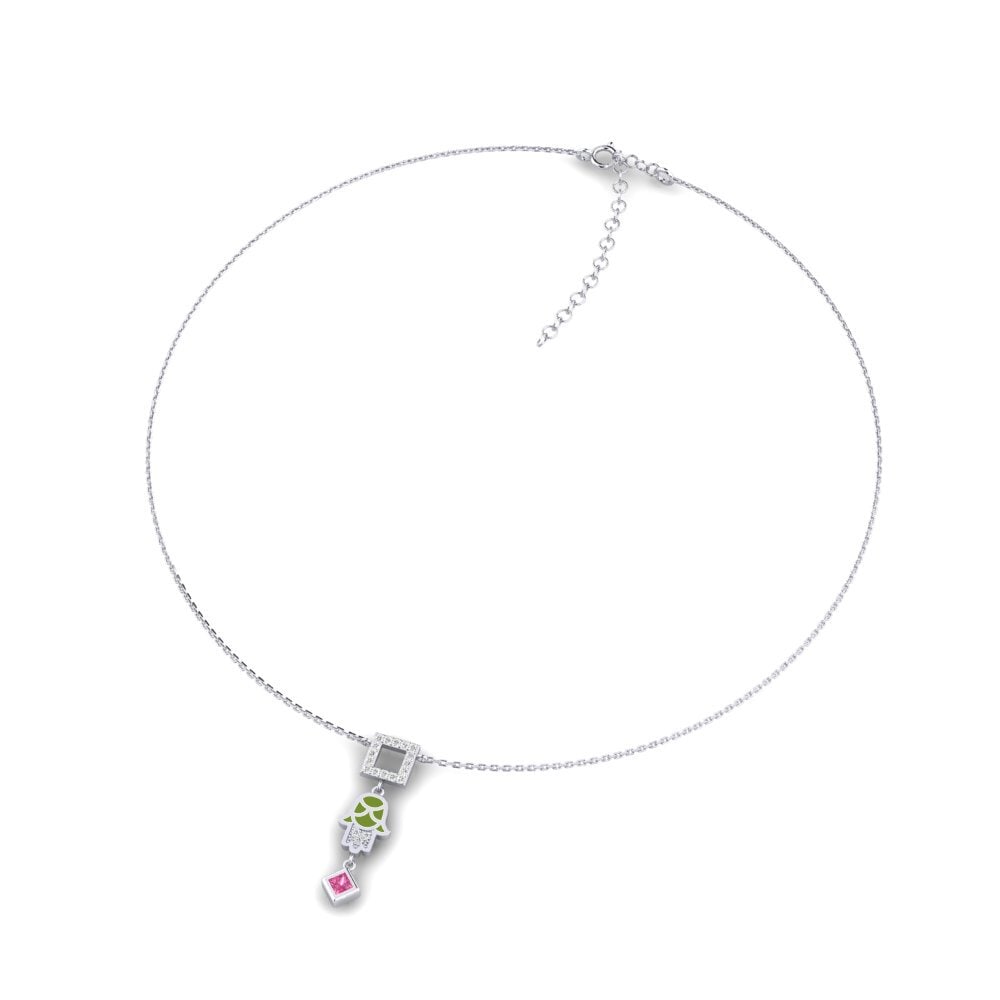 Plata 925 Turmalina rosa Collar Gargantilla de Mujer Beskyddare