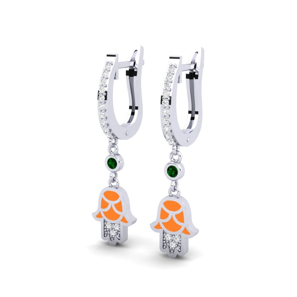 14k White Gold Green Zirconia Women's Earring Carah