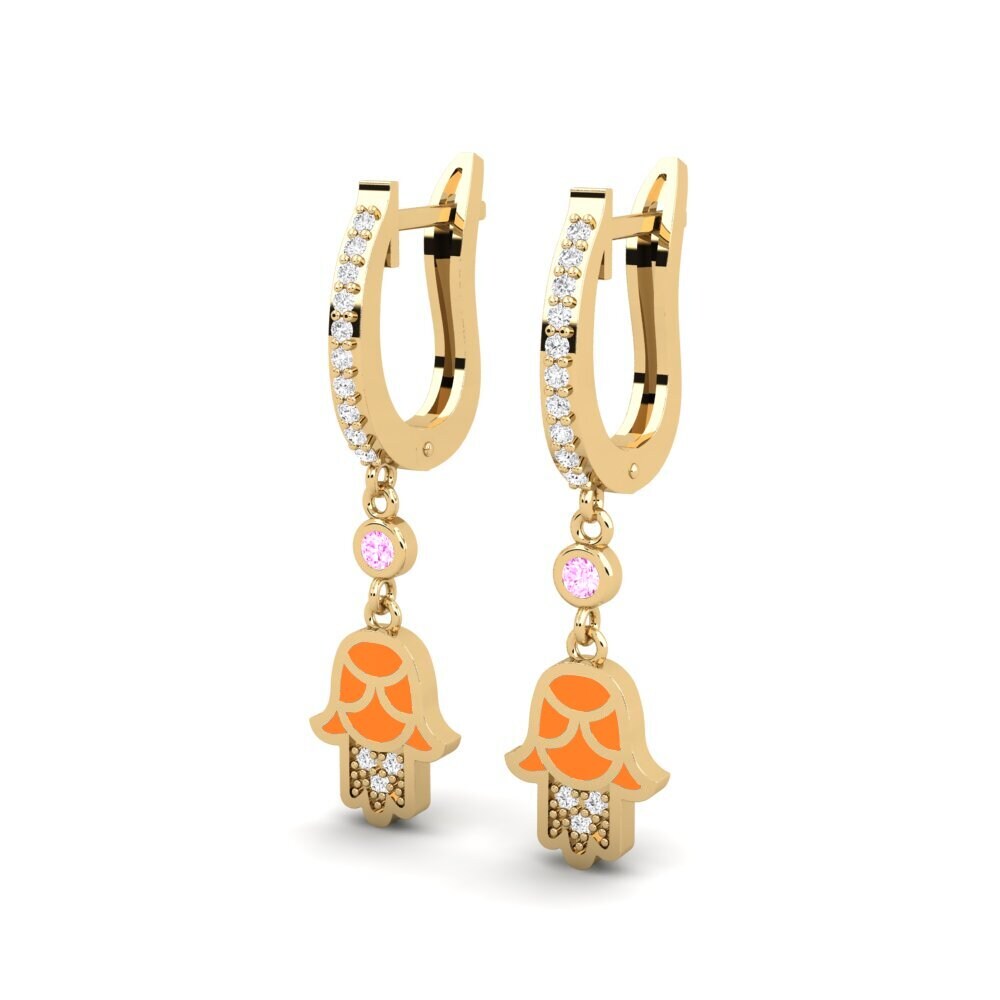Đá Sapphire Hồng Bông tai nữ Carah