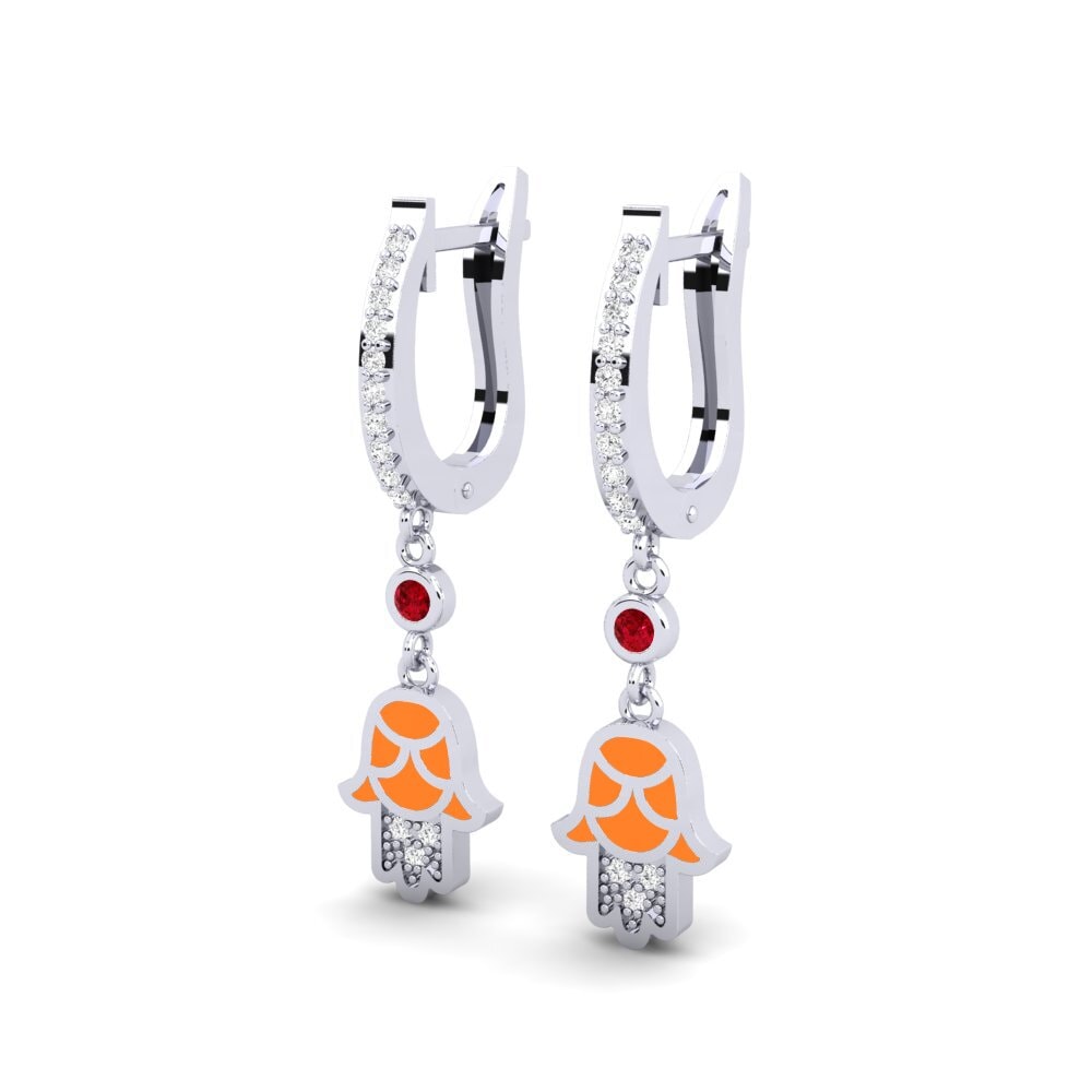 14k White Gold Red Zirconia Women's Earring Carah