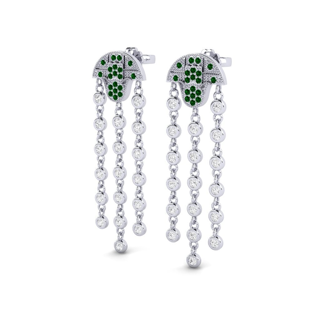 14k White Gold Green Zirconia Women's Earring Darkside