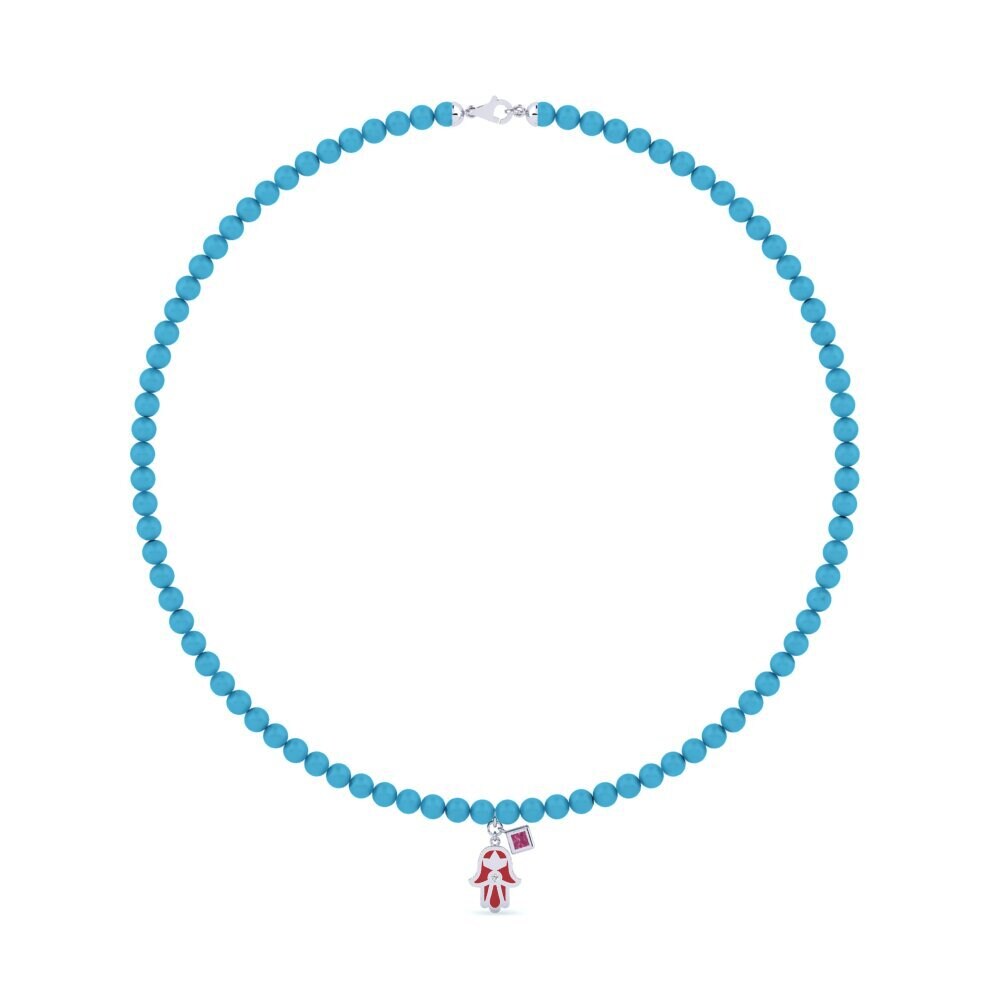 Plata 925 Turmalina rosa Collar de Mujer Dionadoir
