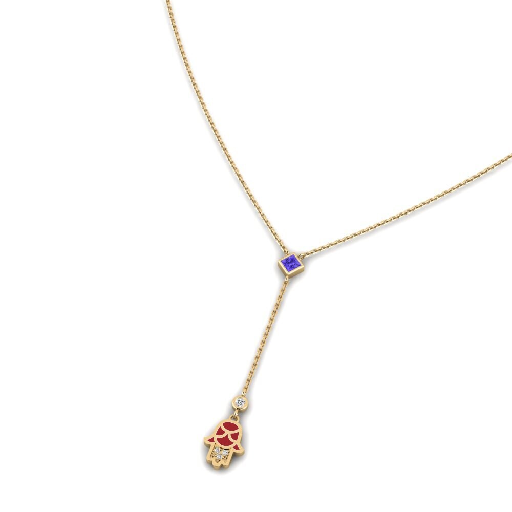 14k Oro Amarillo Tanzanita Collar de Mujer Doverie