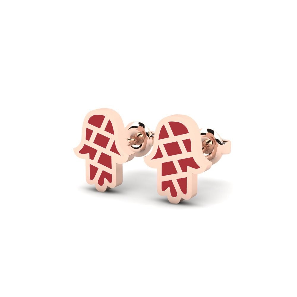 14k Oro Rosa Pendientes Dzala