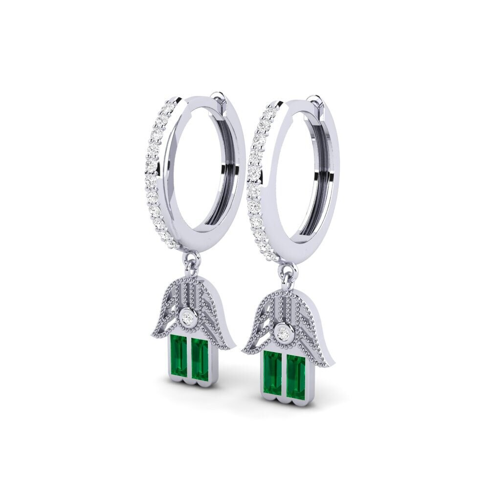 14k White Gold Green Zirconia Women's Earring Emmera