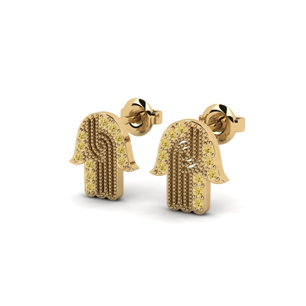 Gele Diamant Dames Oorbellen Falldown