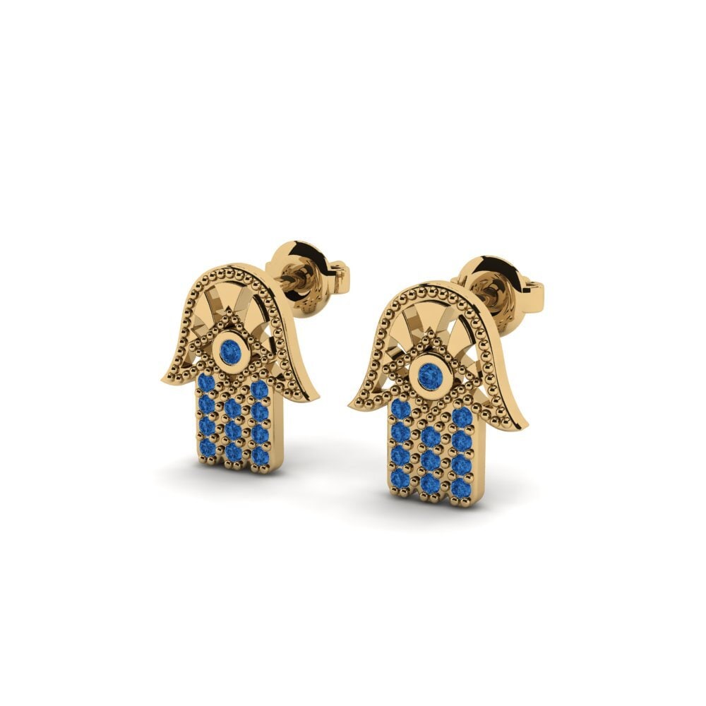 Donker Blauwe Zirkoon Dames Oorbellen Fjader