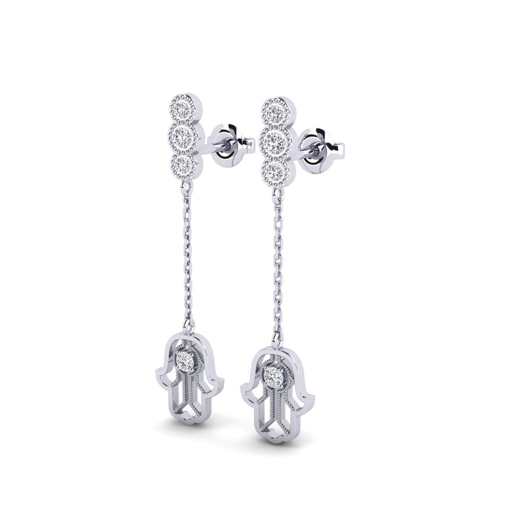 18K Wit Goud Diamant Dames Oorbellen Gaisma - A