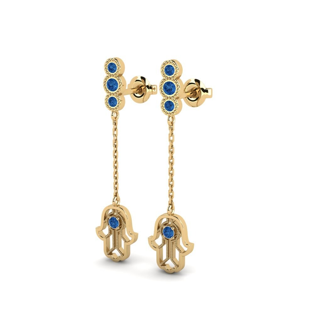 Donker Blauwe Zirkoon Dames Oorbellen Gaisma - A
