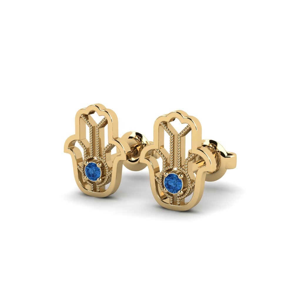 Donker Blauwe Zirkoon Dames Oorbellen Gaisma - B