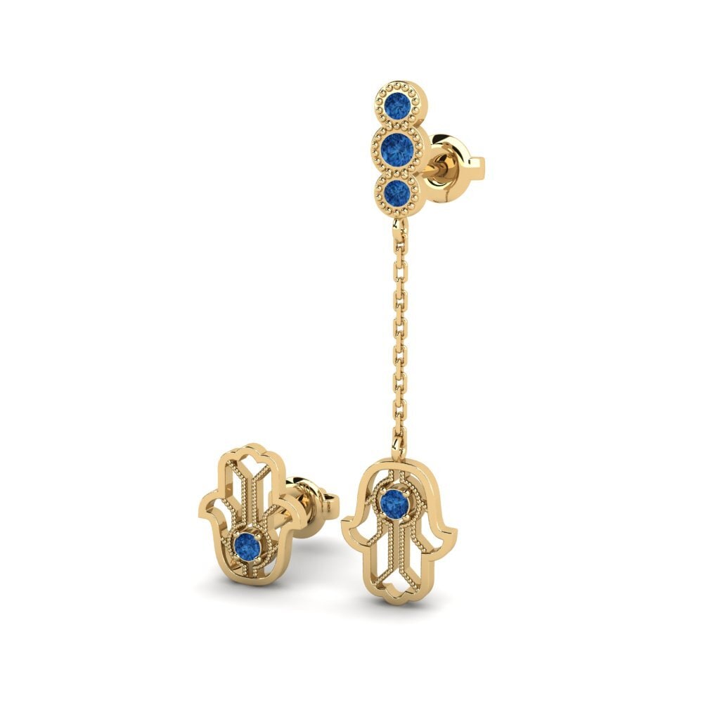 Donker Blauwe Zirkoon Dames Oorbellen Gaisma