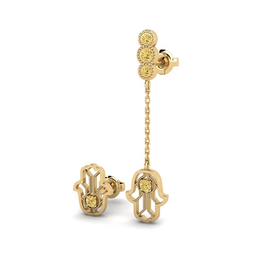 Gele Diamant Dames Oorbellen Gaisma