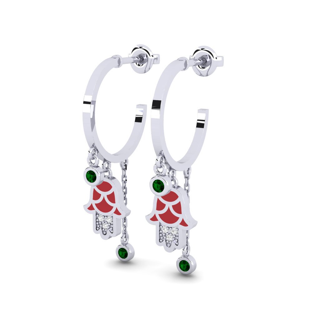 14k White Gold Green Zirconia Women's Earring Gawwa