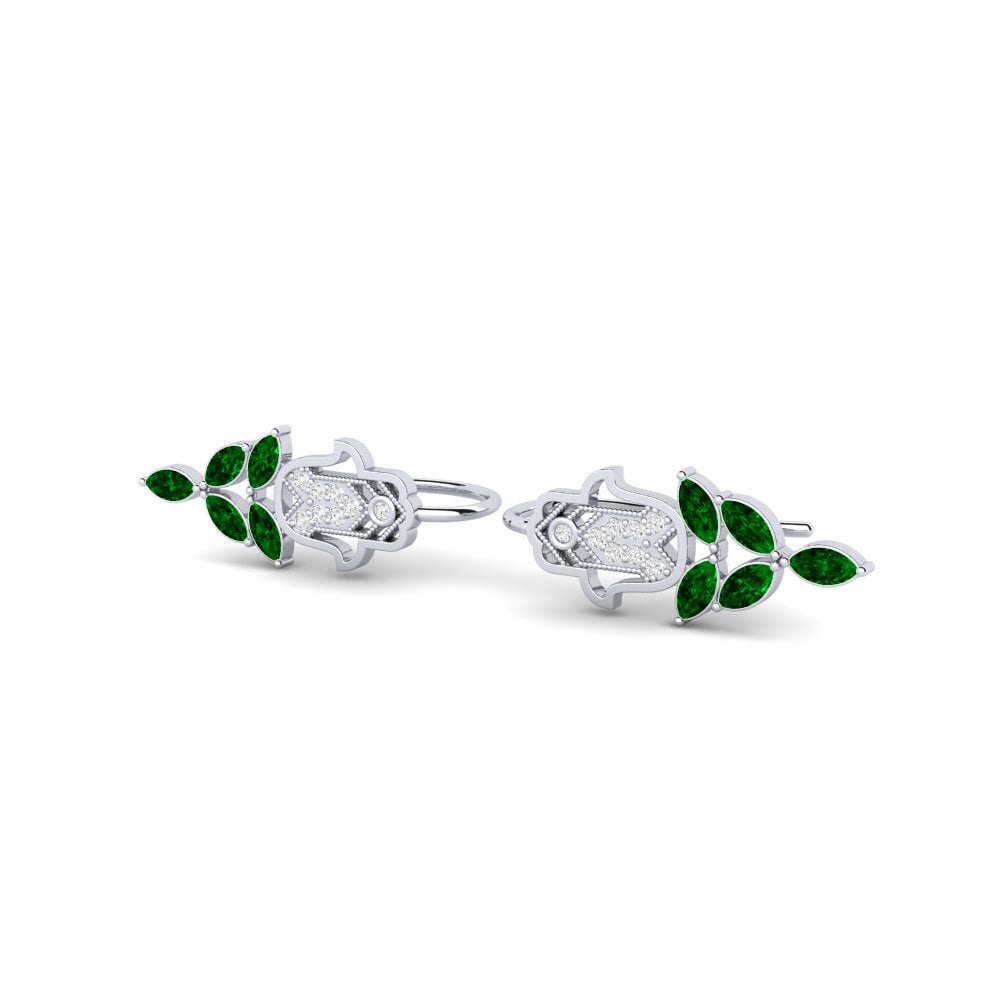 14k White Gold Green Zirconia Women's Earring Golau