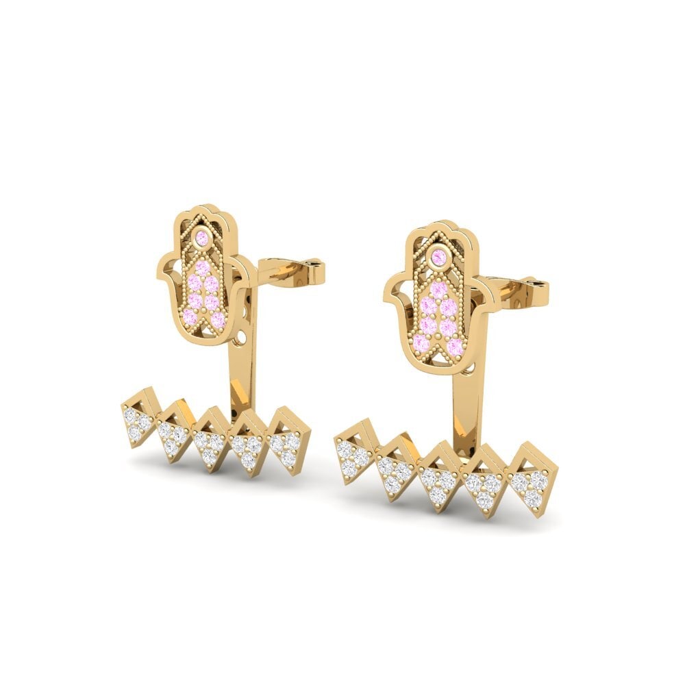 Đá Sapphire Hồng Bông tai nữ Hasker