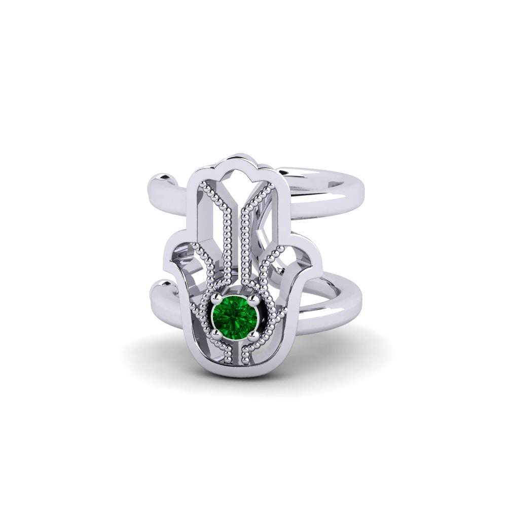 14k White Gold Green Zirconia Women's Earring Imole