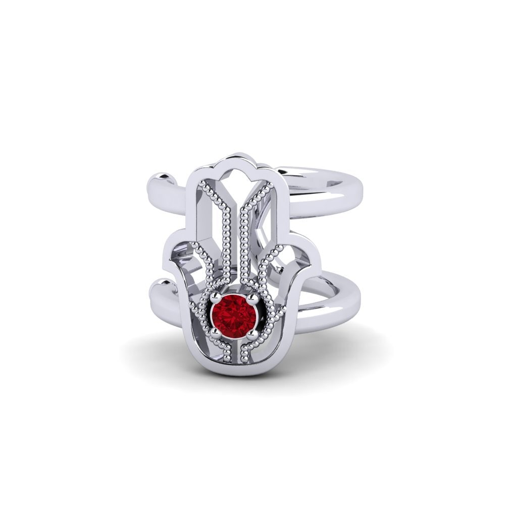 14k White Gold Red Zirconia Women's Earring Imole