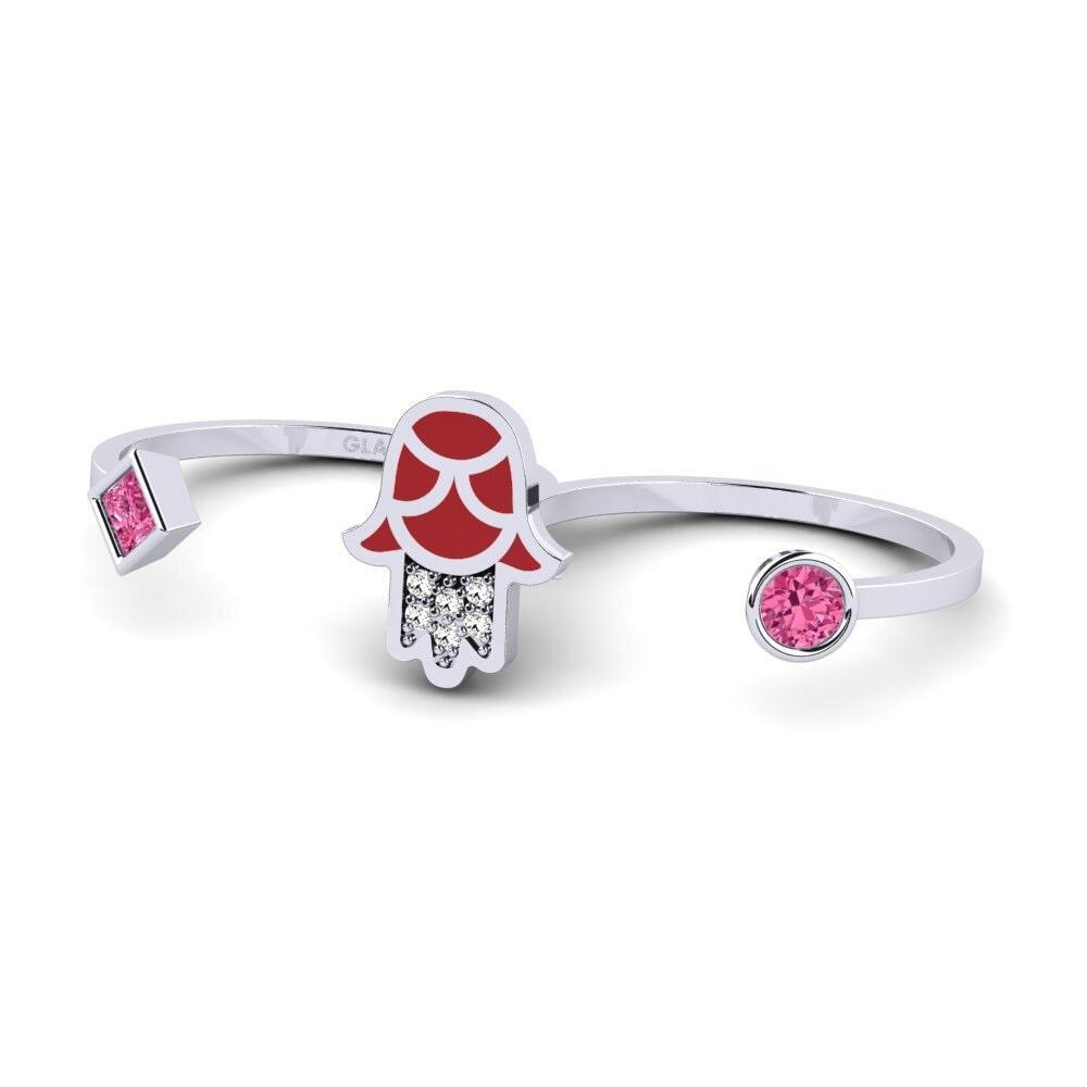 Plata 925 Turmalina rosa Anillo Kaitiaki