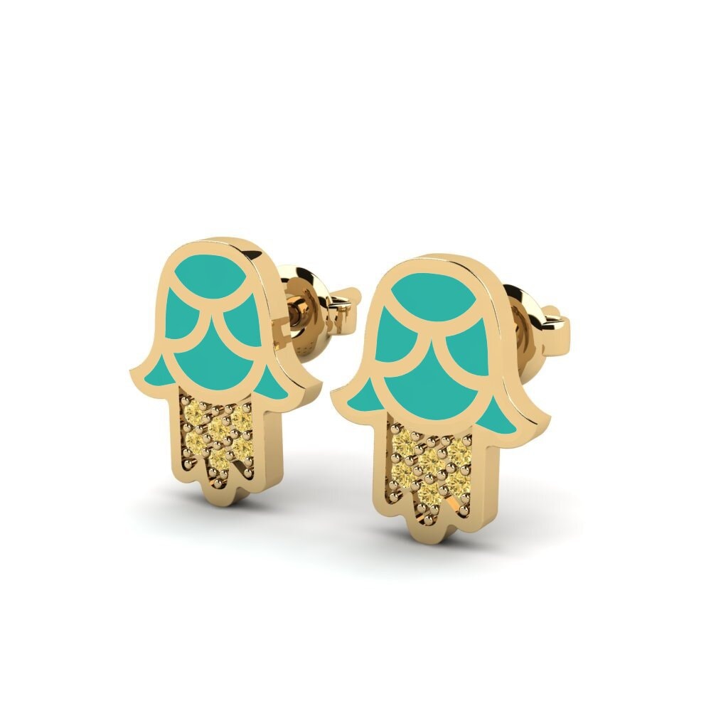 Gele Diamant Dames Oorbellen Kekuatan