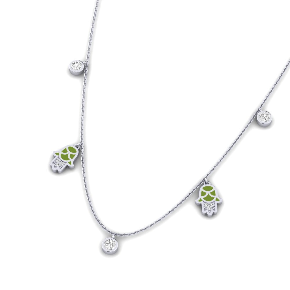 14k Oro Blanco Collar de Mujer Konfidi