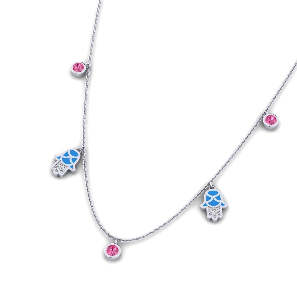 Plata 925 Turmalina rosa Collar de Mujer Konfidi