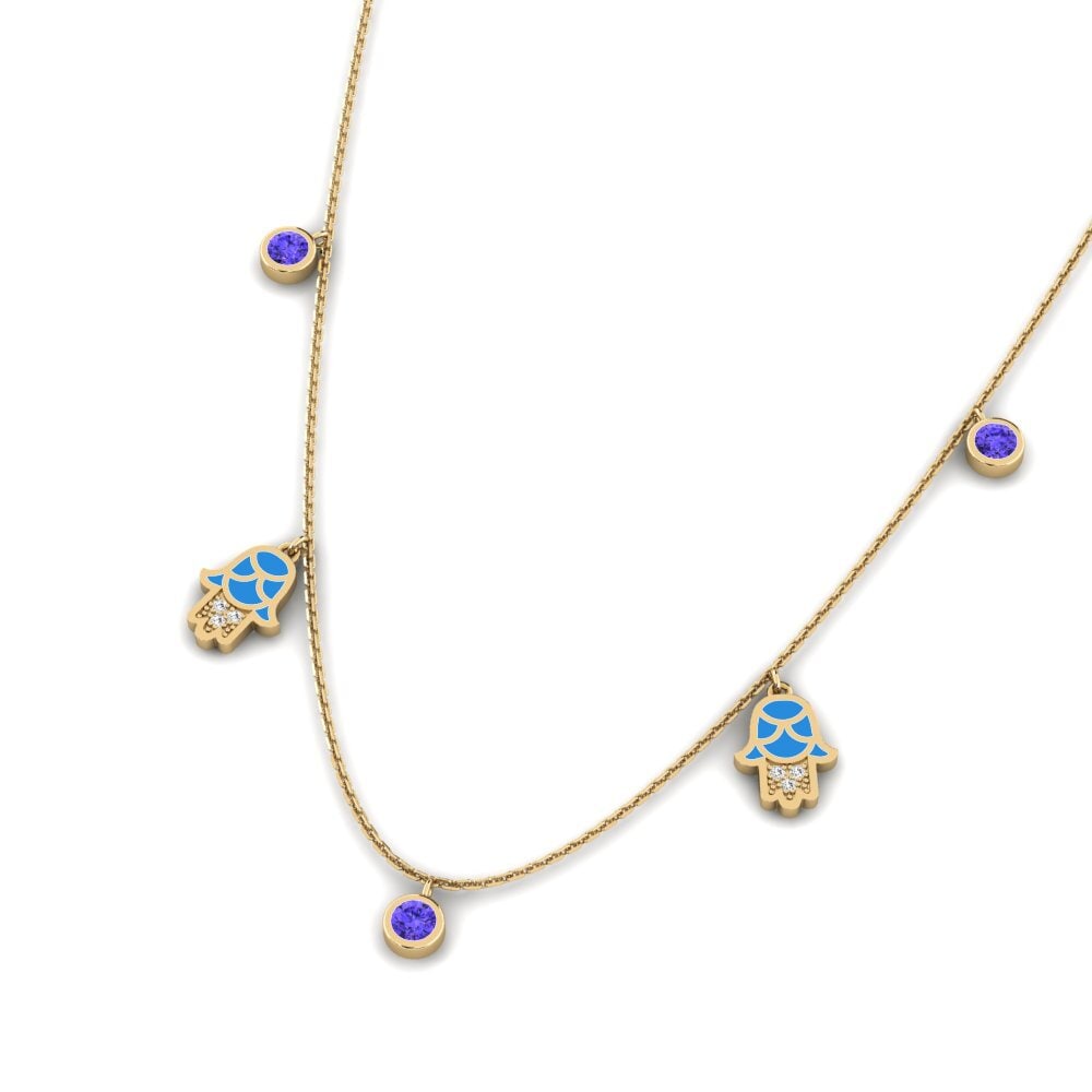 14k Oro Amarillo Tanzanita Collar de Mujer Konfidi