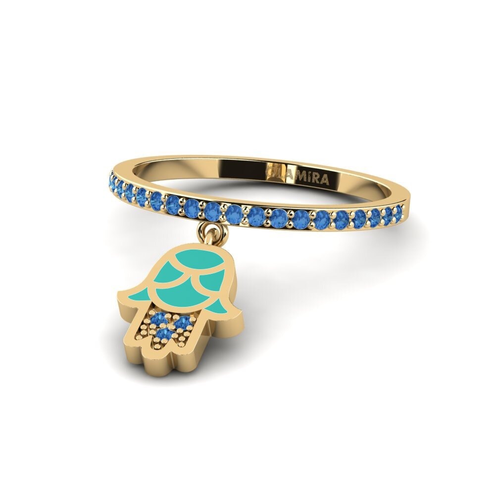 Circonita Azul Oscuro Anillo Korgoo