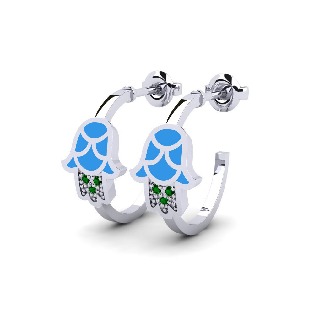 14k White Gold Green Zirconia Women's Earring Kuasa