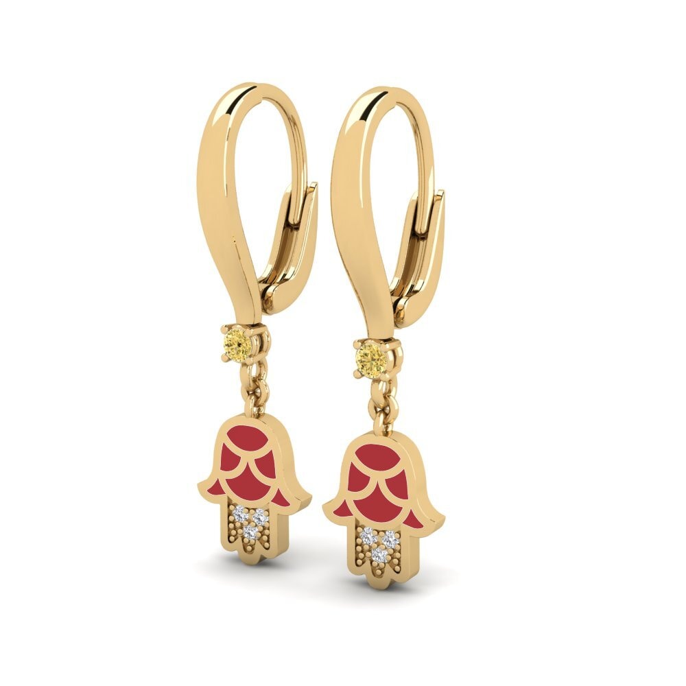 Gele Diamant Dames Oorbellen Kuvva