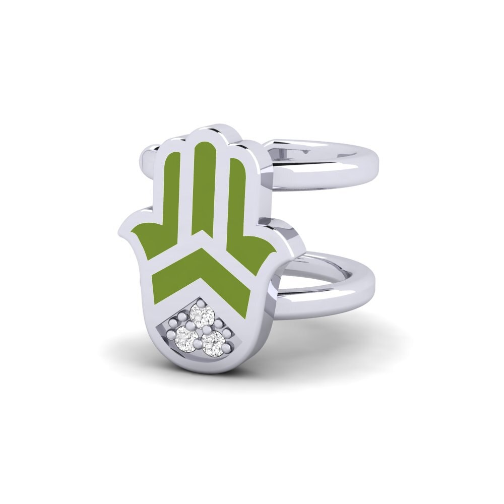 14k Oro Blanco Pendiente de mujer Lente