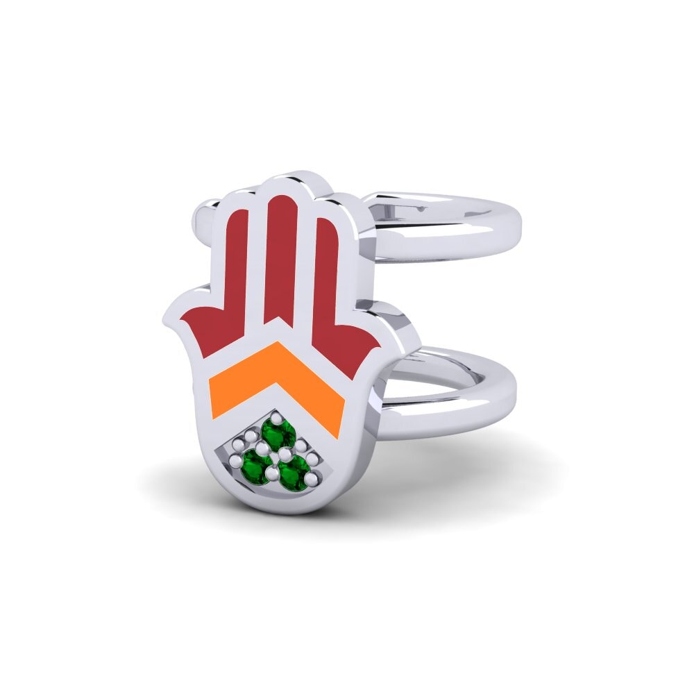 14k White Gold Green Zirconia Women's Earring Lente