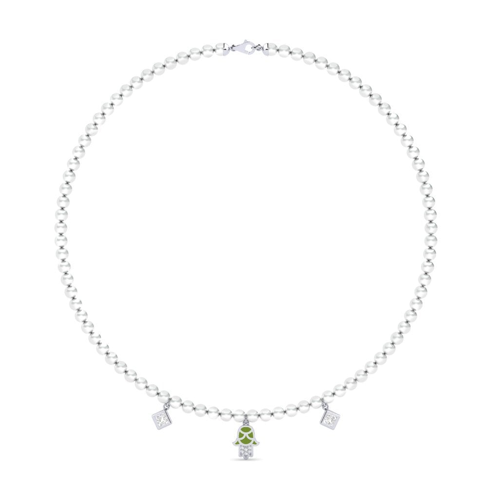 14k Oro Blanco Collar de Mujer Milinzi