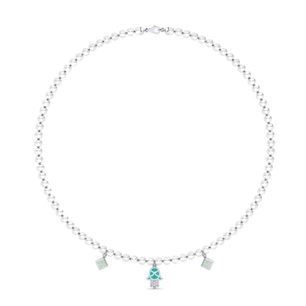 9k Oro Blanco Amatista verde Collar de Mujer Milinzi