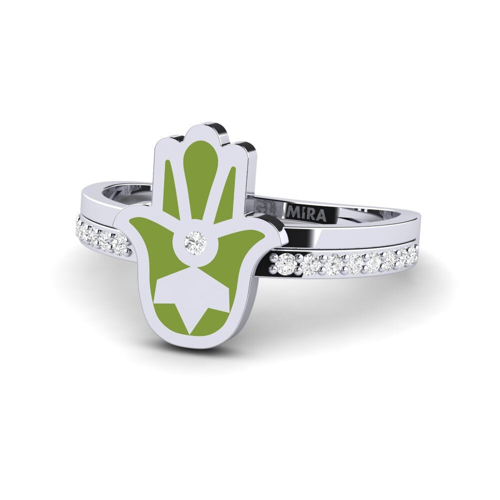 14k Oro Blanco Anillo Muhofiz