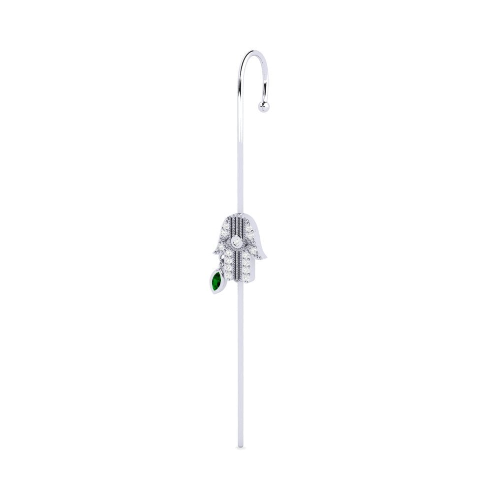 14k White Gold Green Zirconia Ear Piercing Orabelle