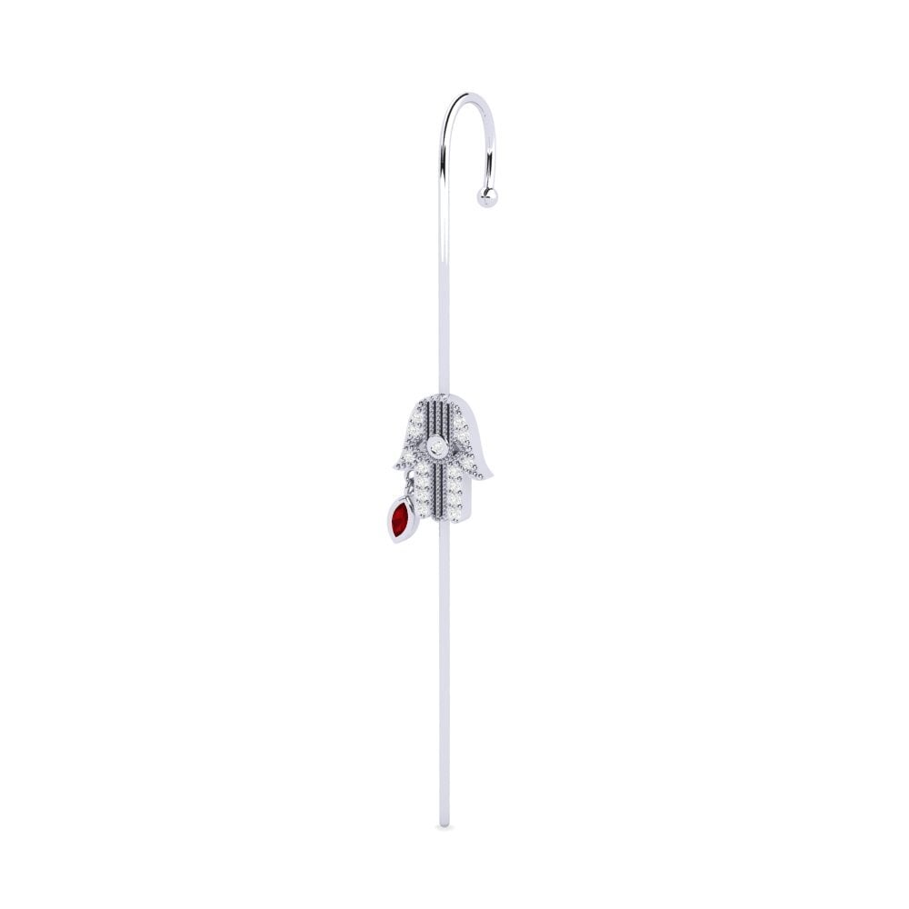 14k White Gold Red Zirconia Ear Piercing Orabelle