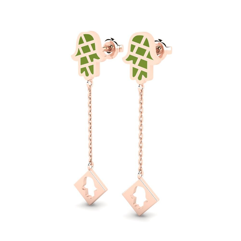 18k Oro Rosa Pendientes Potencia