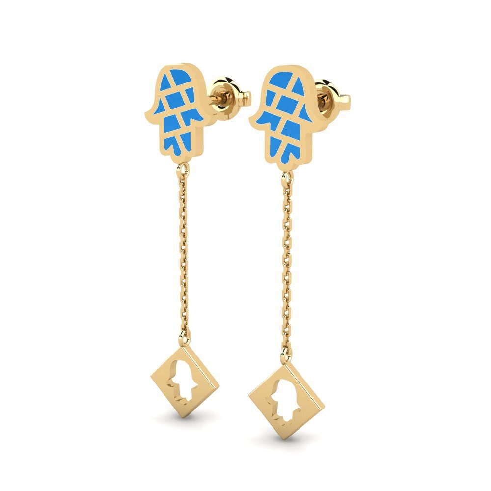 9k Oro Amarillo Pendientes Potencia