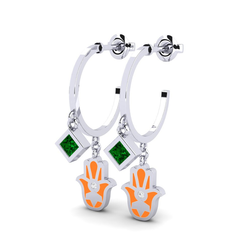 14k White Gold Green Zirconia Women's Earring Potentia