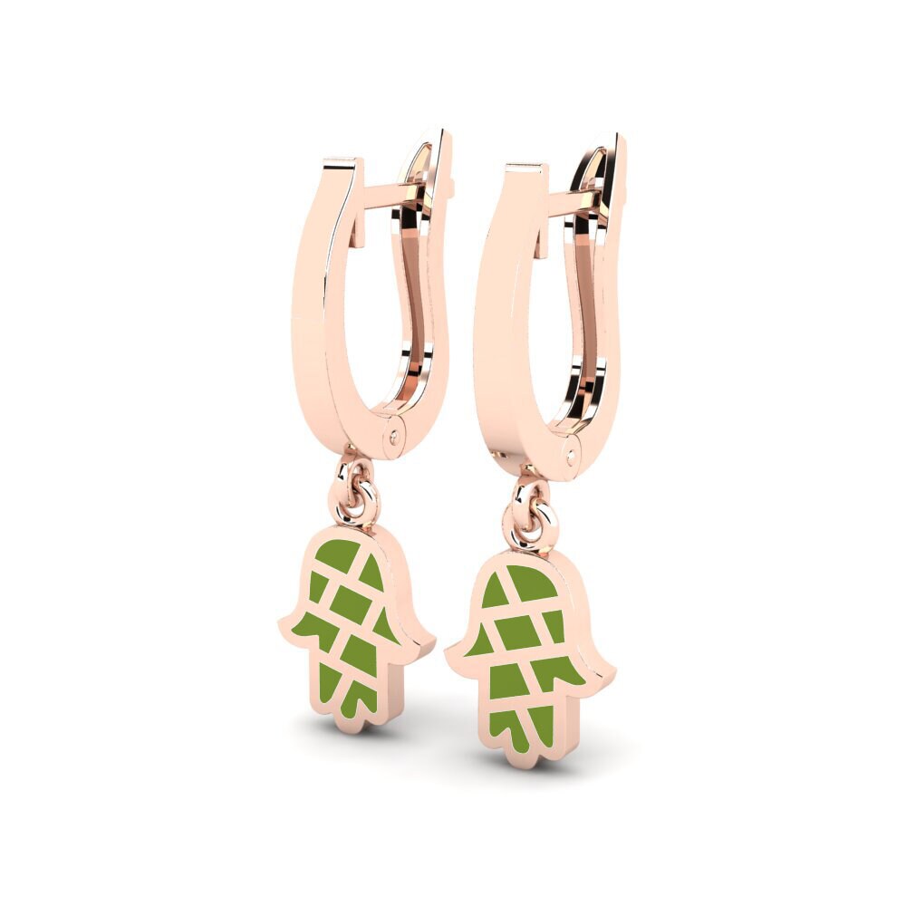 18k Oro Rosa Pendientes Pouvwa