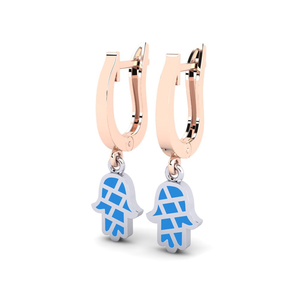14k Oro Rosa & Blanco Pendientes Pouvwa