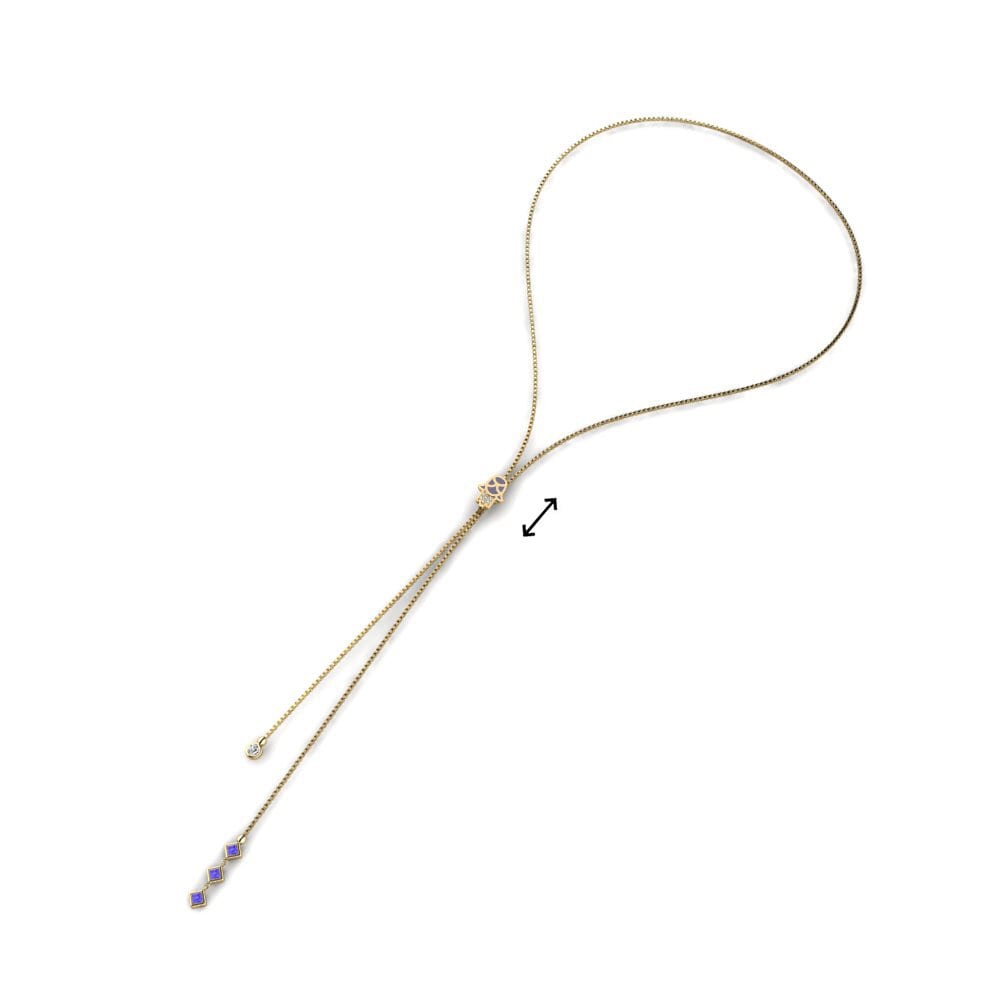 14k Oro Amarillo Tanzanita Collar de Mujer Protettur