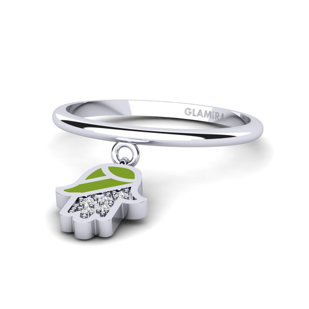 14k Oro Blanco Anillo Prutegge