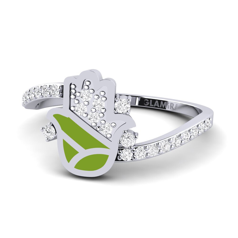 14k Oro Blanco Anillo Prutettore