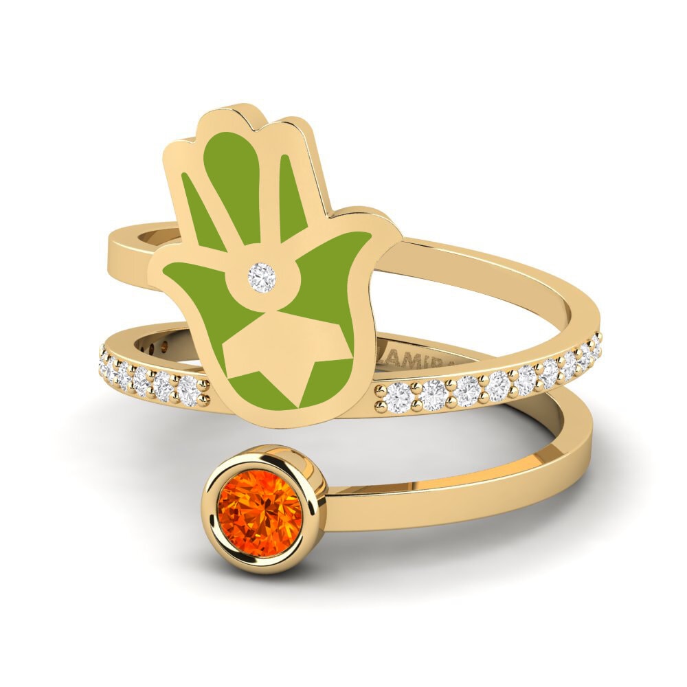 Bagues Saphir orange Hamsa