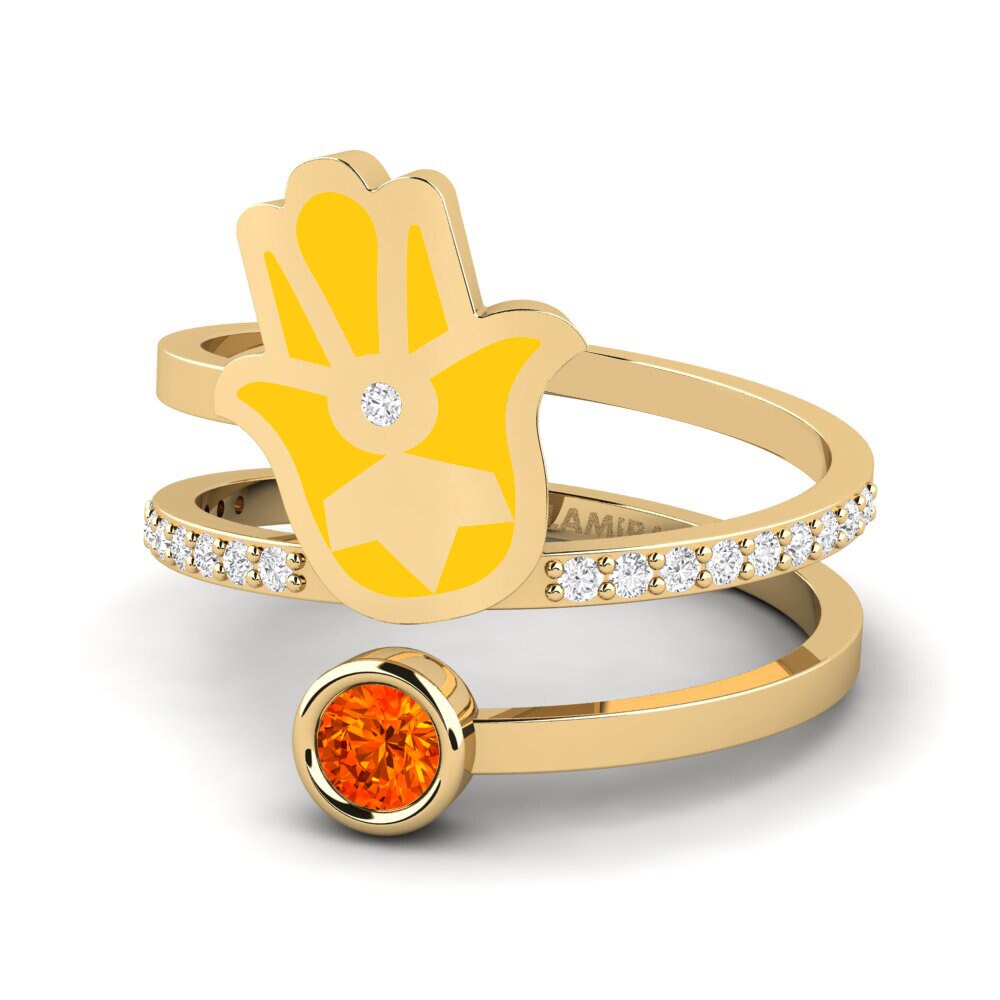 Bagues Saphir orange Hamsa