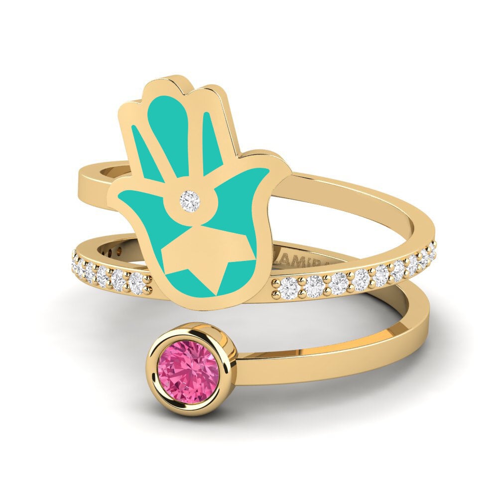 Bagues Tourmaline Rose Hamsa