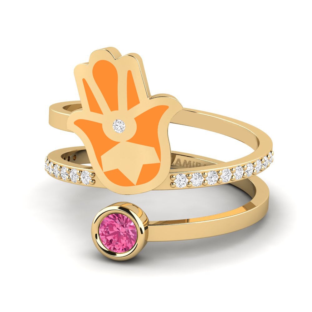 Hamsa Pink Tourmaline Engagement Rings