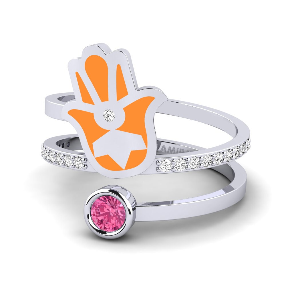 Plata 925 Turmalina rosa Anillo Puipui